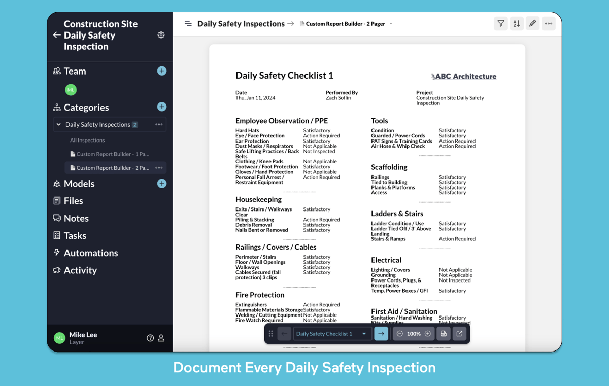 Daily Safety Inspection Template